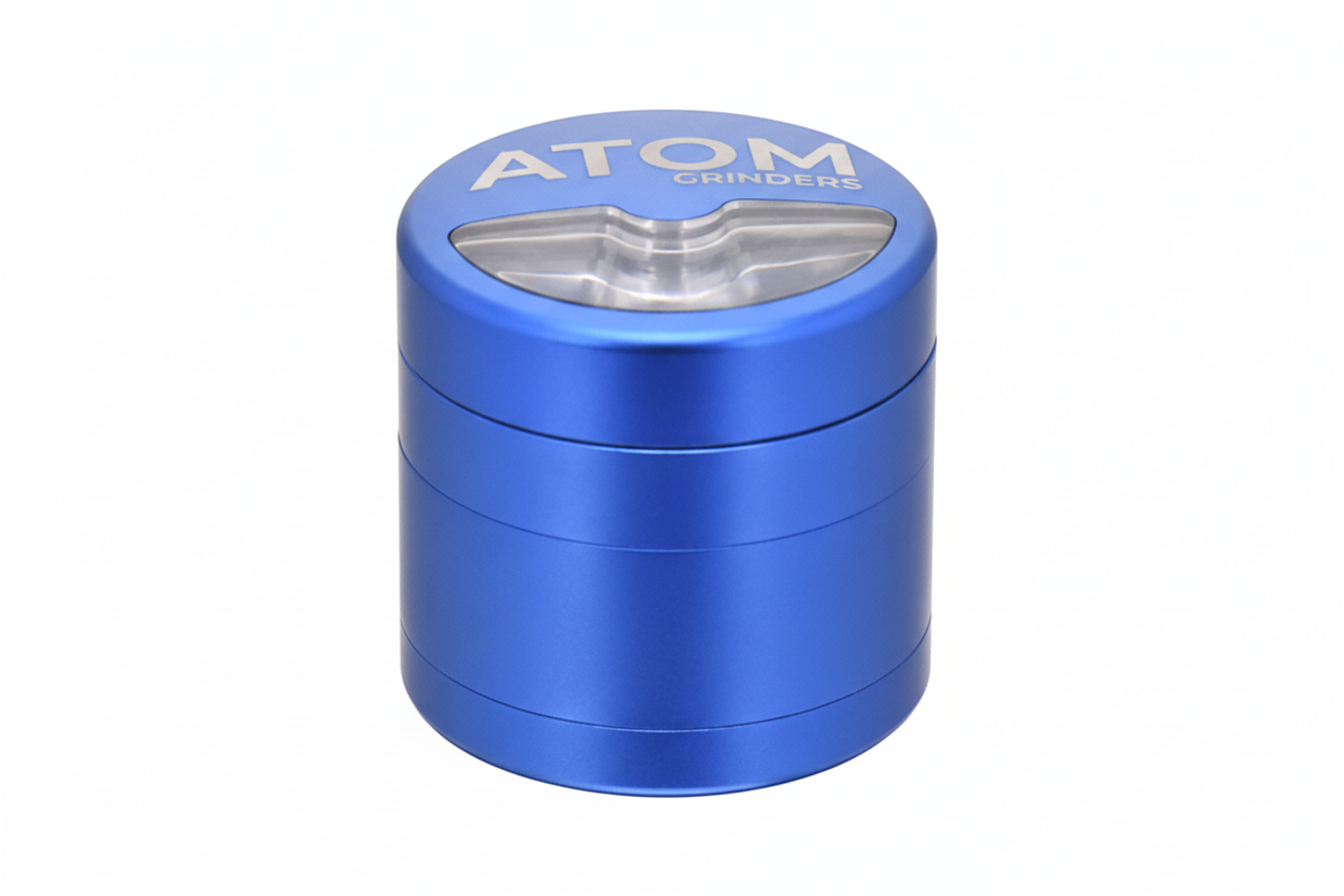 ATOM Half Moon 4-piece metal weed grinder with ergonomic half-moon design