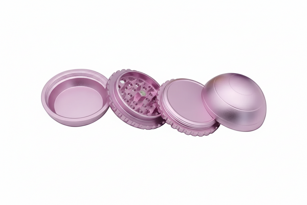 ATOM Spinning Dome Grinder premium herb grinder with rotating dome top pink