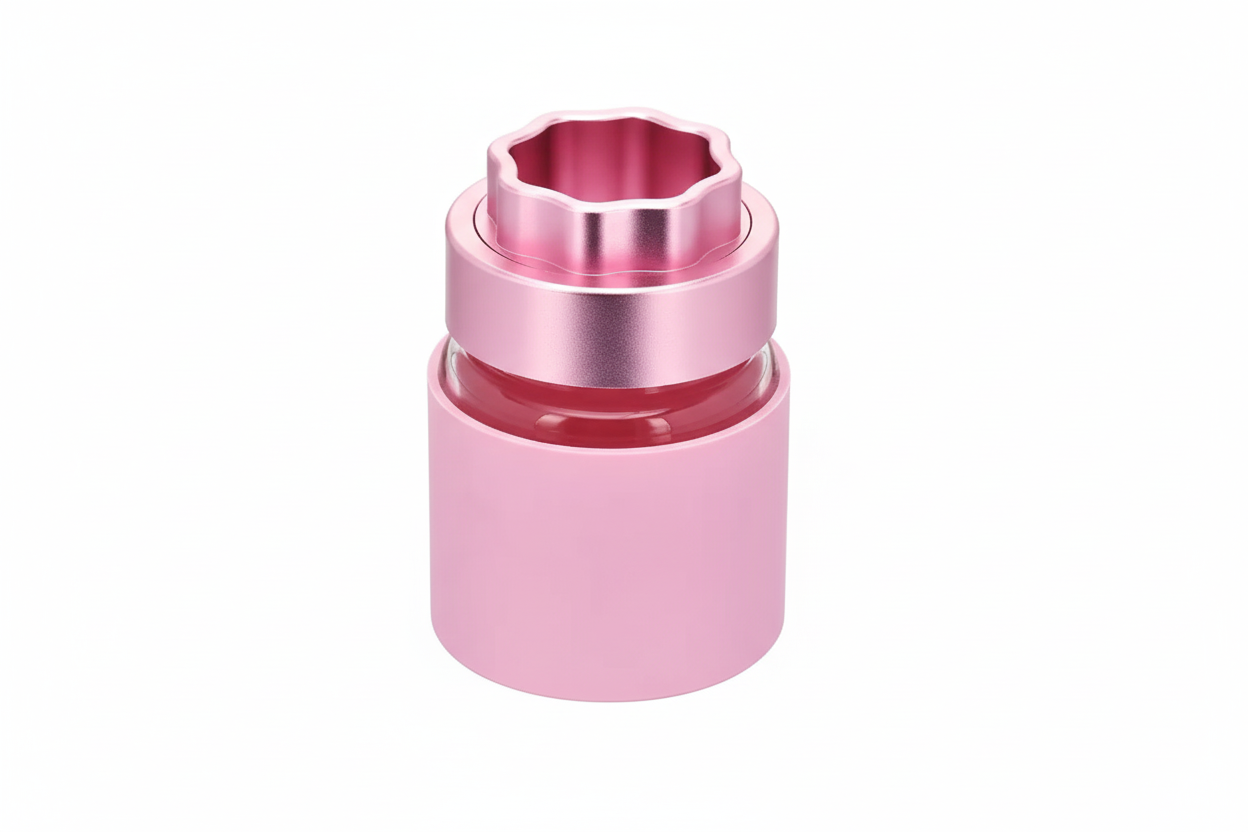 ATOM grinder with glass storage jar and silicone protector Pink