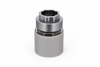 ATOM grinder with glass storage jar and silicone protector silver