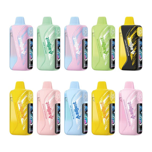 Adjust MyRusher 40K disposable vapes, 5-pack wholesale assortment in assorted colors and flavors