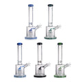  Assorted Kickback Glass straight shooter bong with tree arm percolator and 18mm bowl, 15 inches tall in green
