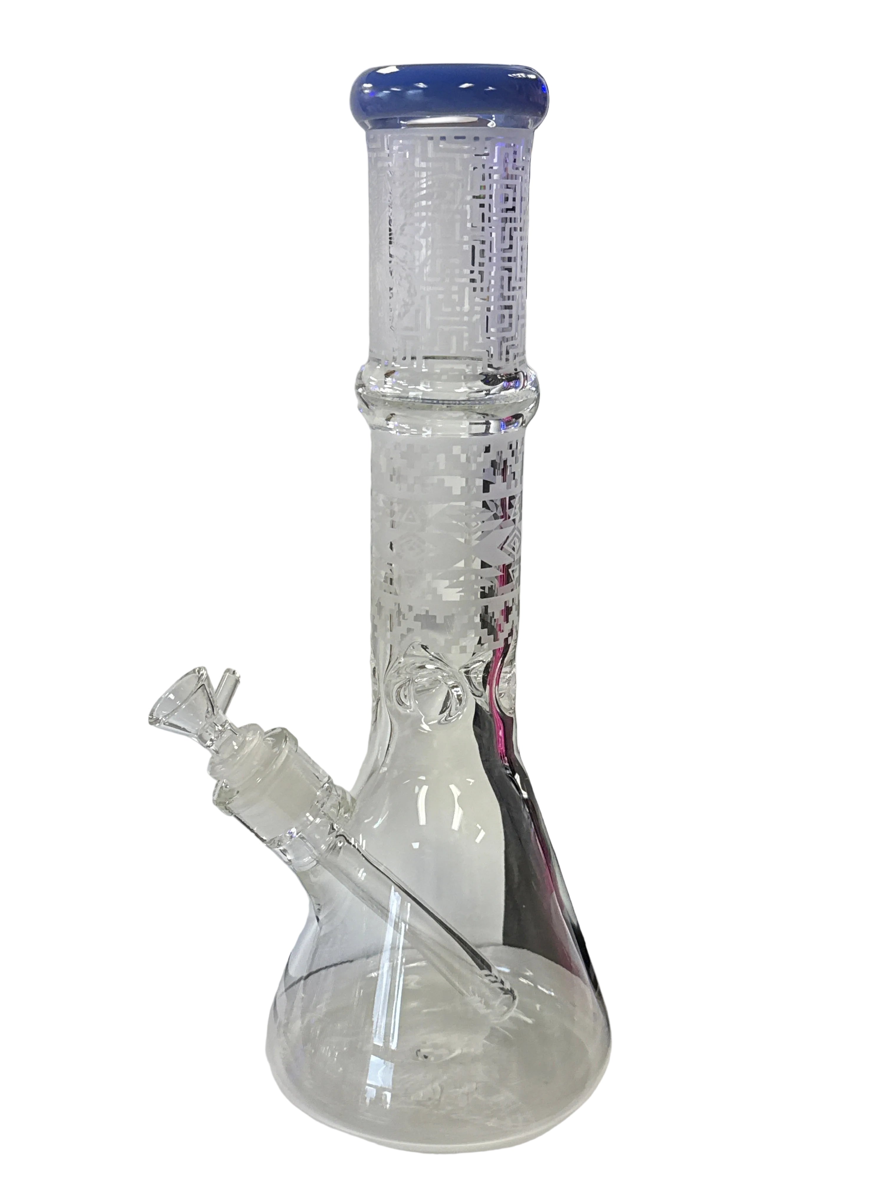 14" beaker with Sandblasted art skull butterfly design on neck and base Secondary image