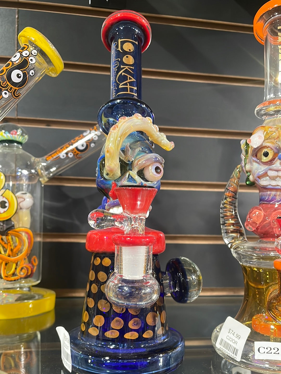Lookah Water Pipe 11" with monster shower head and an eye at the back with bent neck design Main image