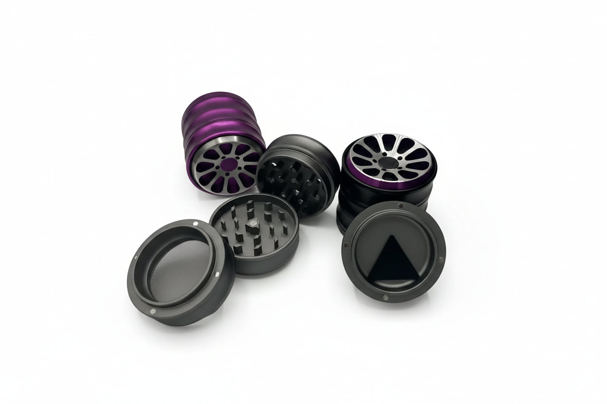 Chromium Crusher - 2.2" CNC Grinder | 4-Piece Herb Grinder with Kief Catcher | Single Unit