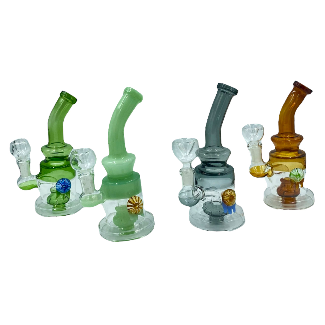 Waterpipe - Bent neck rig with color dot | Comes with bowl Piece |