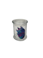 Big glass jar with custom logo print and black lid