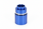ATOM grinder with glass storage jar and silicone protector blue