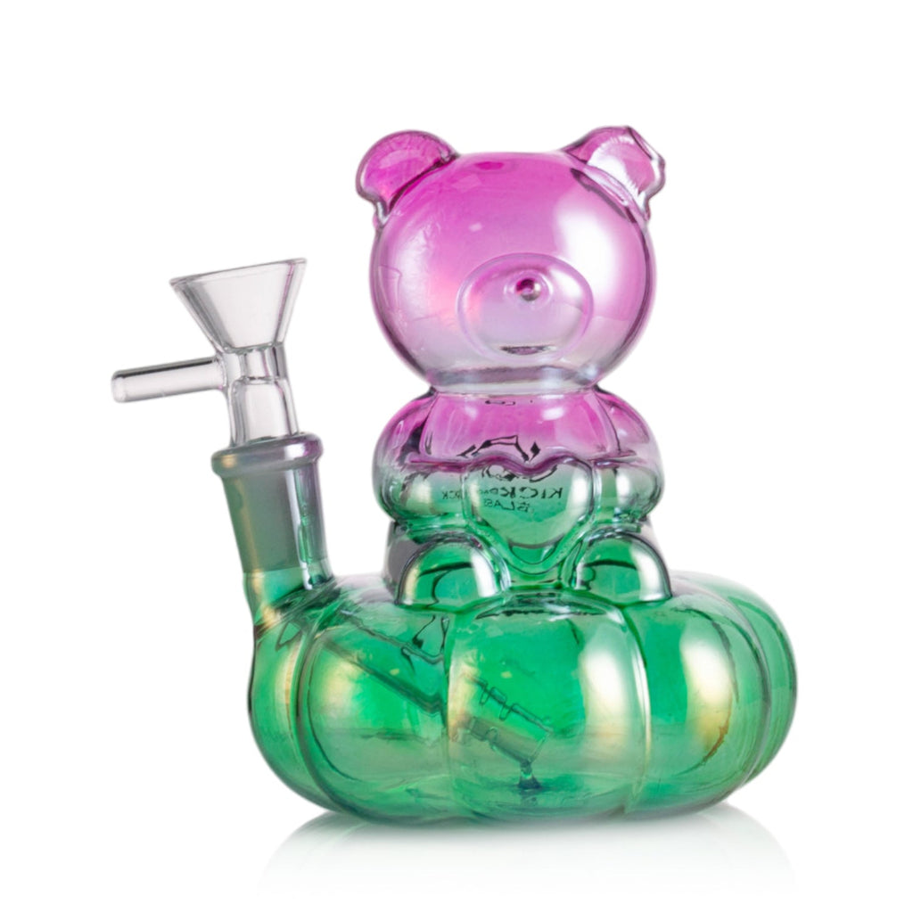 Borosilicate glass water pipe shaped like a bear with a heart
