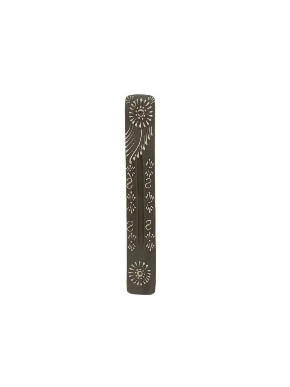 Brown Floral incense ashcatcher – 11-inch wooden holder Main image