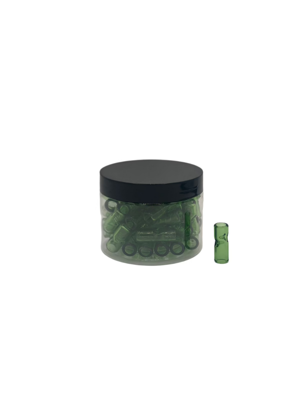 Bulk 30MM glass tips in clear jar – 50 pieces for clean and structured rolls
