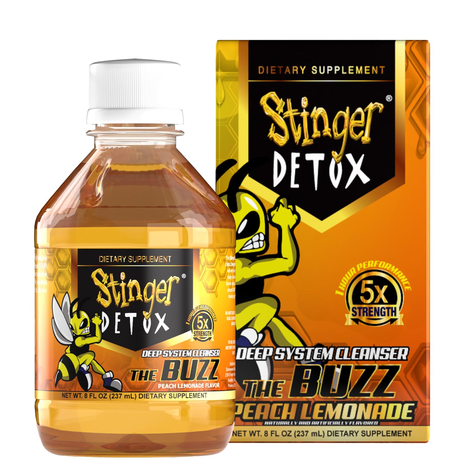 Buzz 5X Extra Strength Detox 8oz bottle for rapid and effective same-day body cleanse. Main image