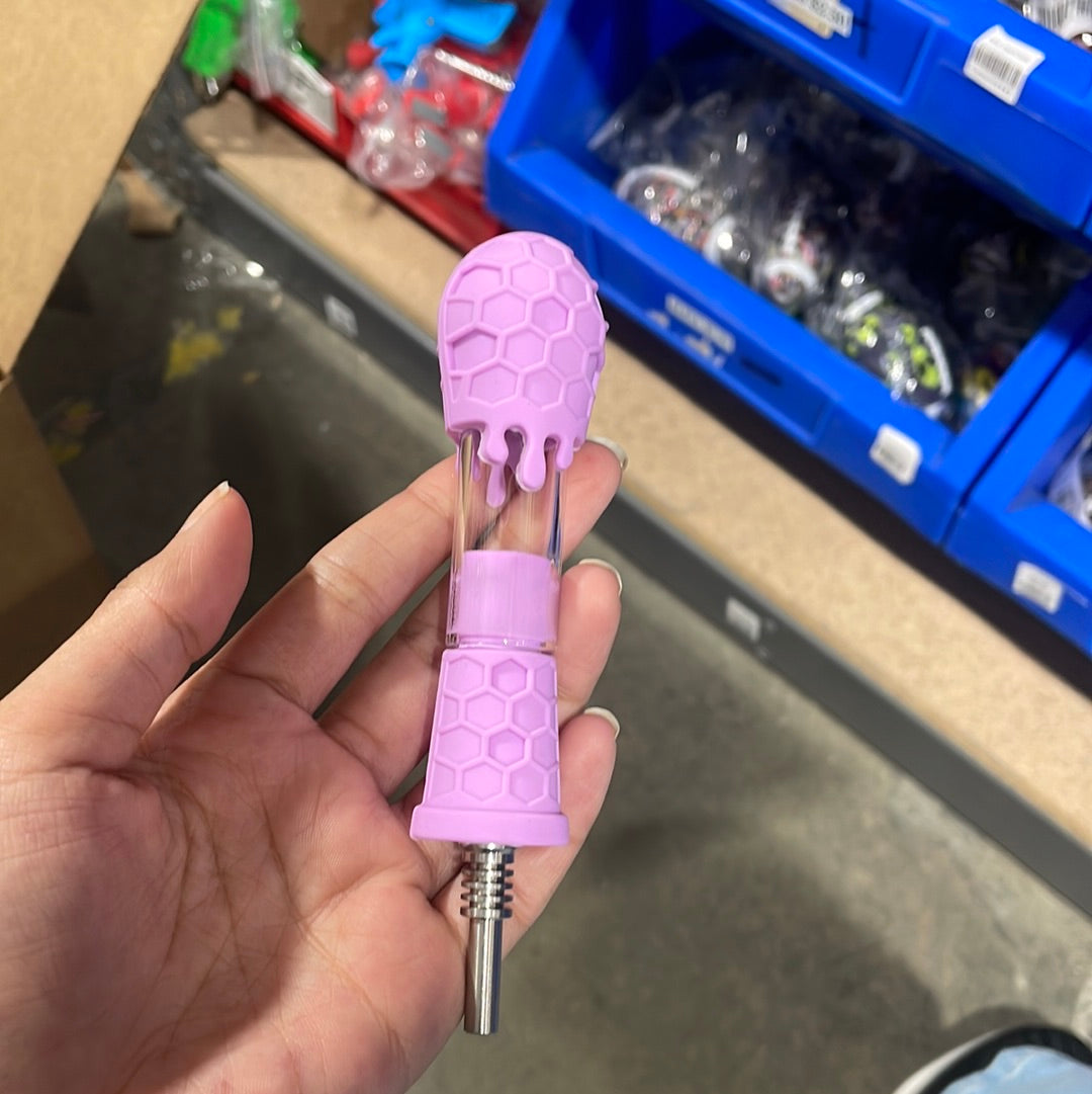 5 Inches Bee & Honeycomb Nectar Collector | Silicone Product | Assorted Colors