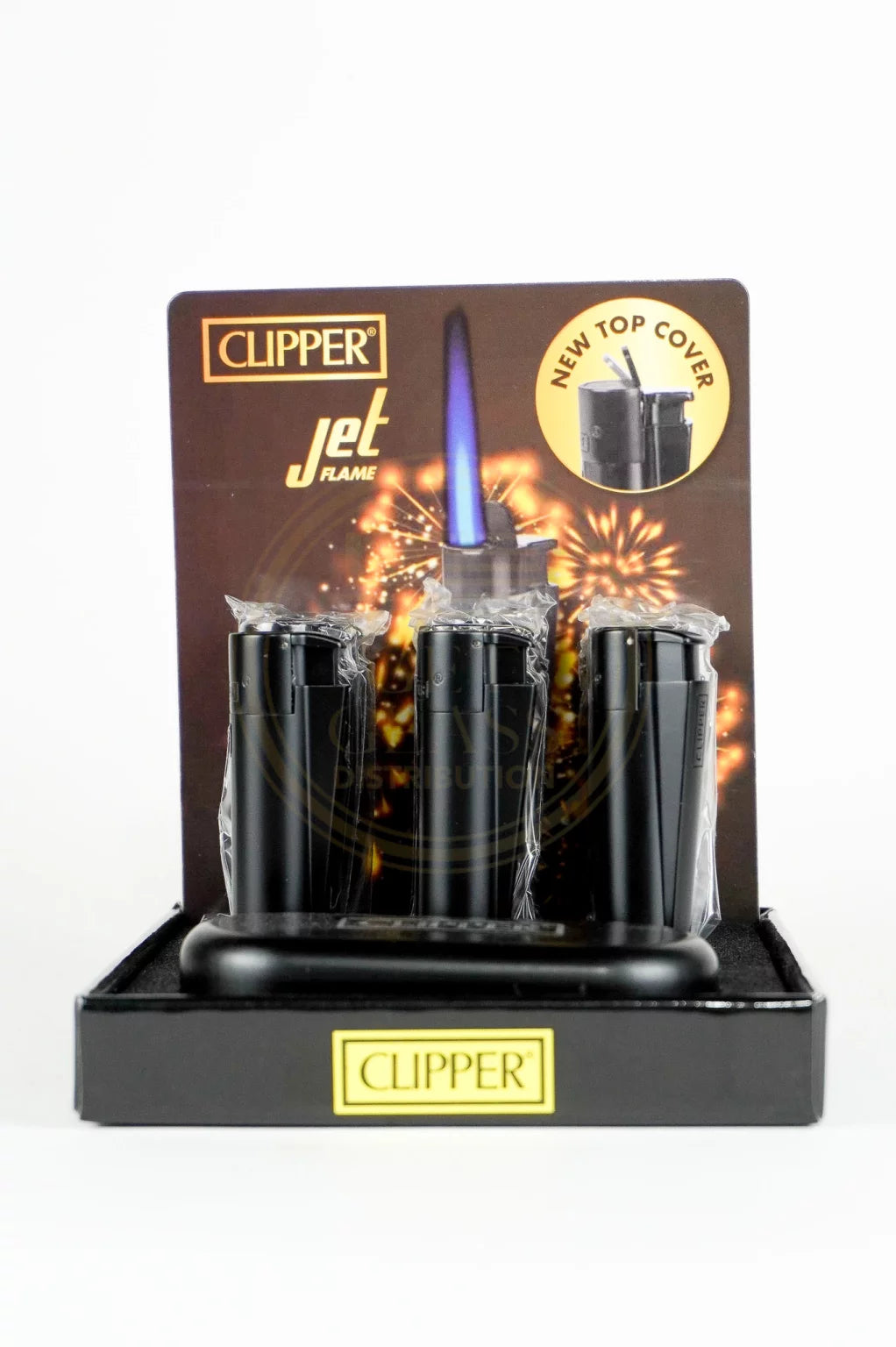 CLIPPER METAL reusable lighters 12-unit retail display with metal finish
