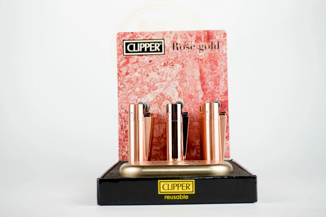 CLIPPER METAL reusable lighters 12-unit retail display with metal finish