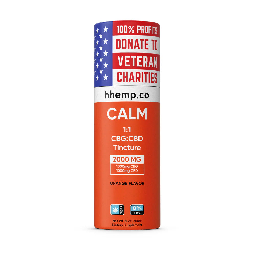 HHEMP CBG+CBD Tincture - Calm |  2000MG | Orange Flavor | 12 Ct/Box