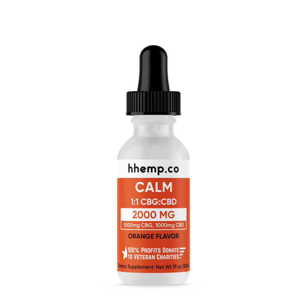 HHEMP CBG+CBD Tincture - Calm |  2000MG | Orange Flavor | 12 Ct/Box
