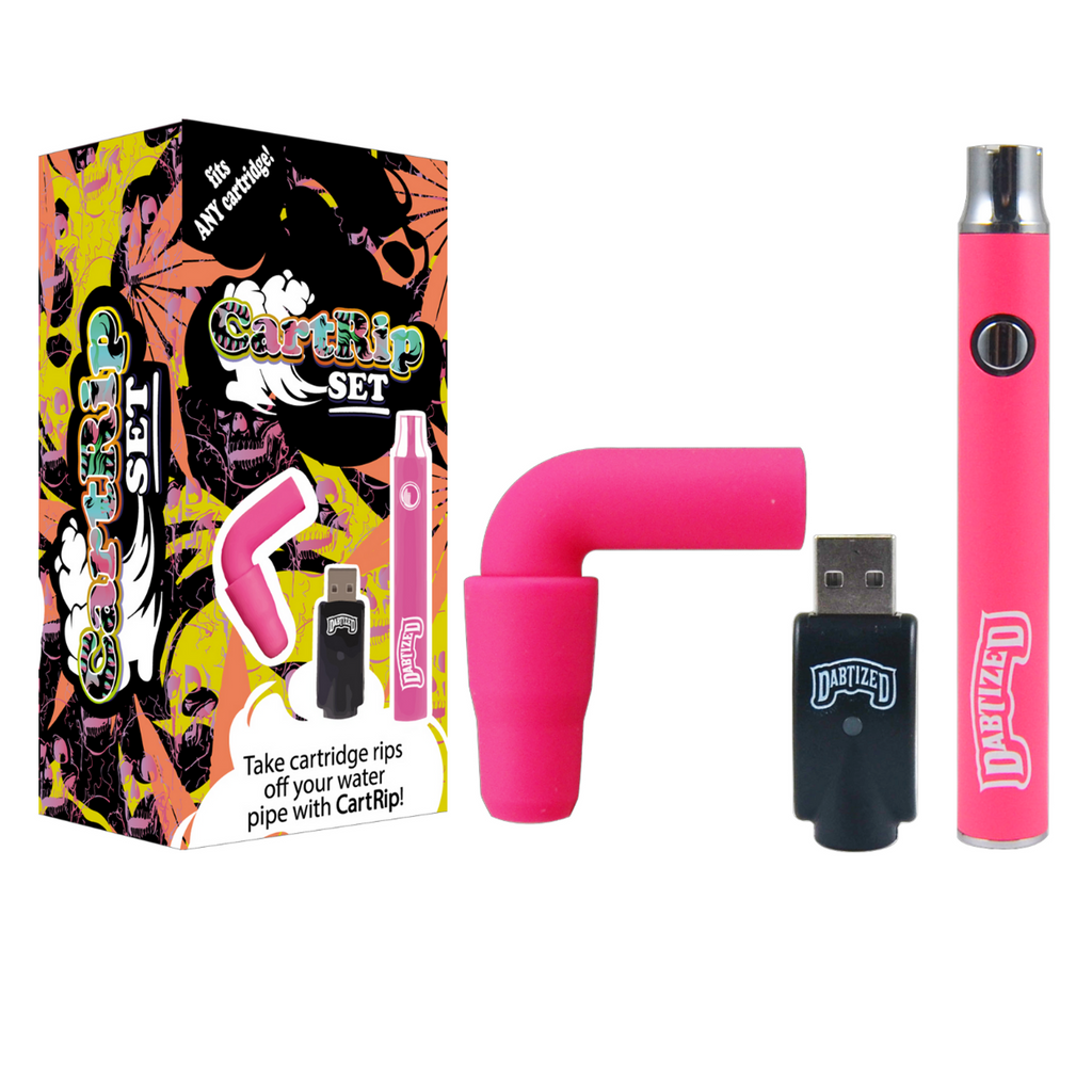 CartRip Set - Fits Any Cartridge | 14/18mm Male Cartrip | 350mah Slim Battery with Cahrger | Assorted Colors
