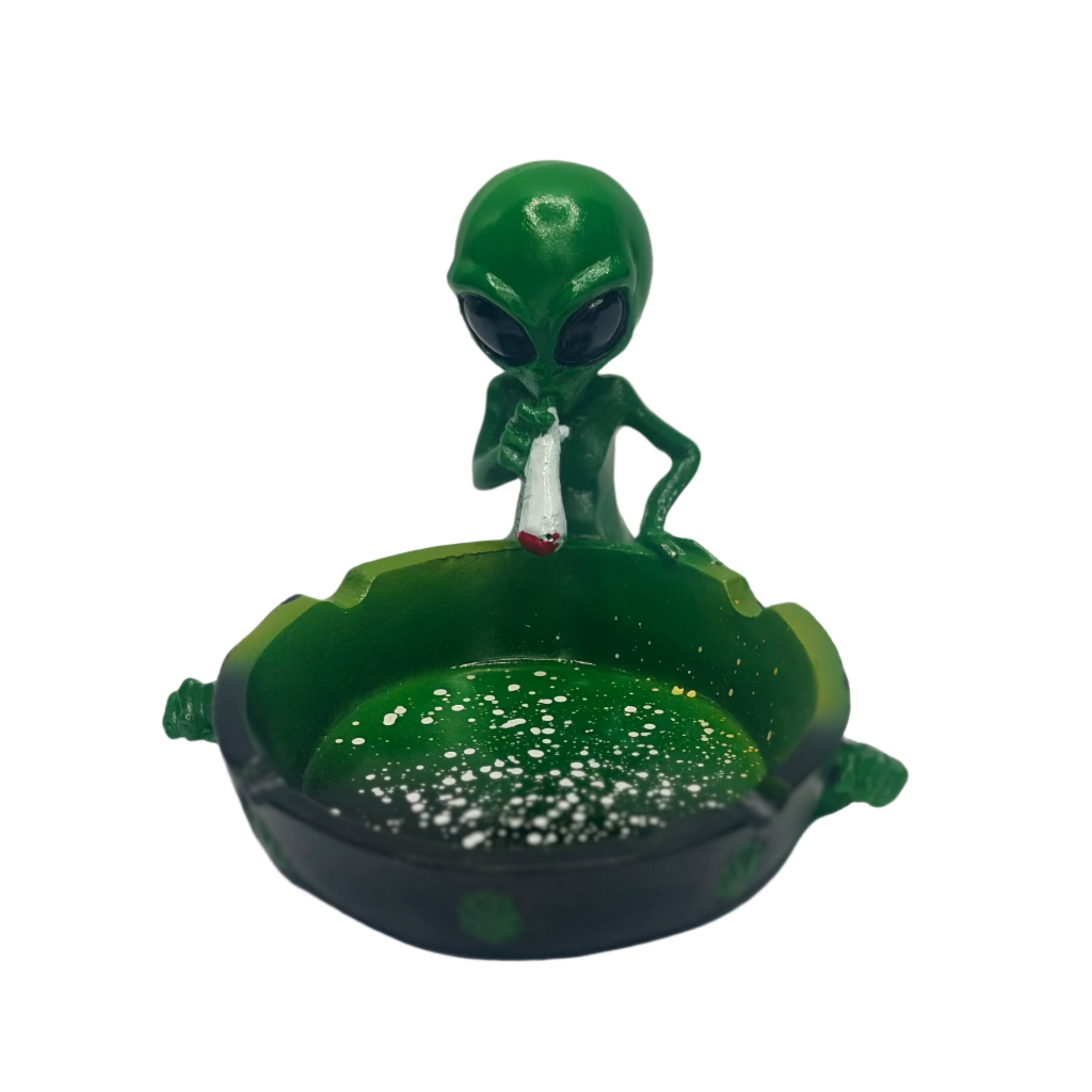 Add a fun twist to your smoke shop with our Ceramic Green Alien Ashtray – a top-selling novelty item in cannabis accessories wholesale. Main image