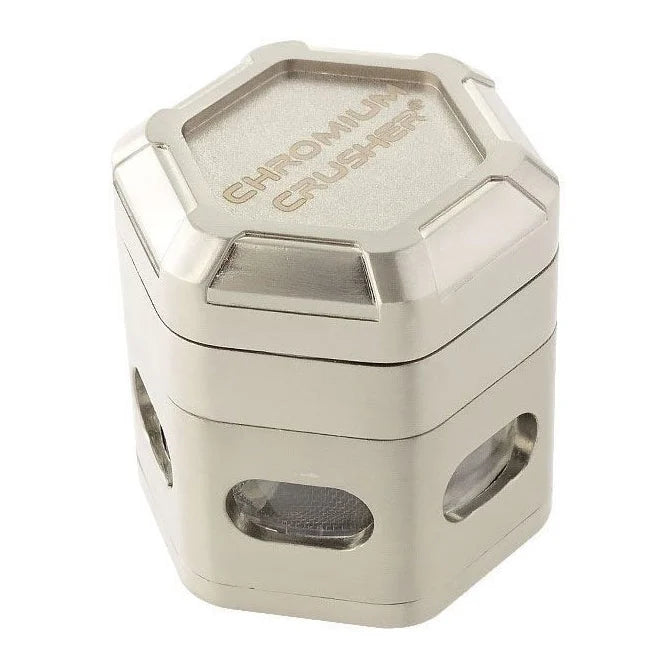 Chromium Crusher - 2.4" Hexagon 4-Piece Grinder | Magnetic Zinc Build | Single Unit