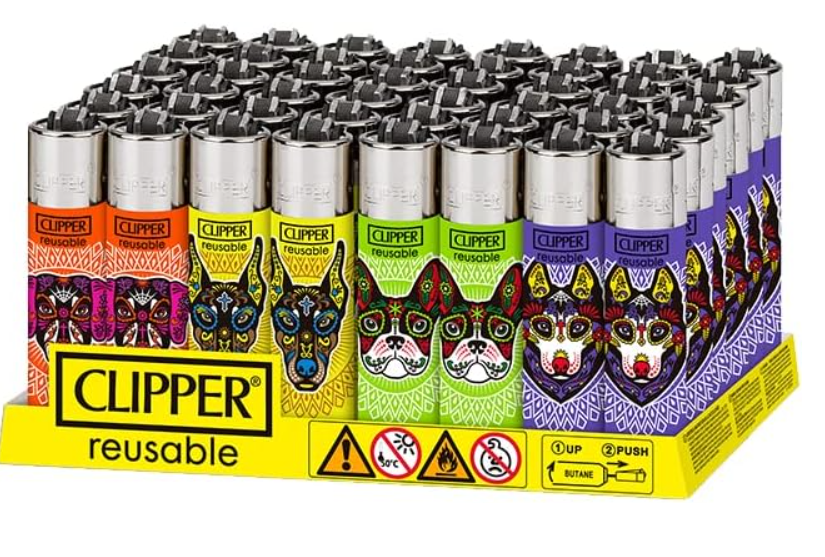 Clipper Classic Reusable Lighters bulk pack with 4 assorted styles Main image