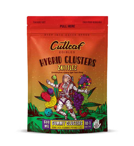 CUTLEAF Hybrid Clusters - Zkittlez | 600MG | 6 Gummies/Bag | 10 Pack of Gummy Clusters