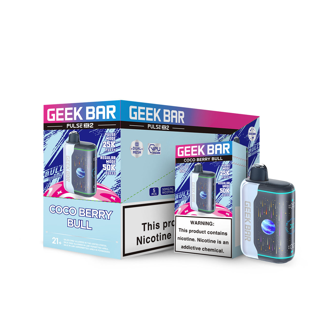 Geek Bar Pulse X 2 Disposable Vape | 50,000 Puffs | 5 Units/Box | Wholesale