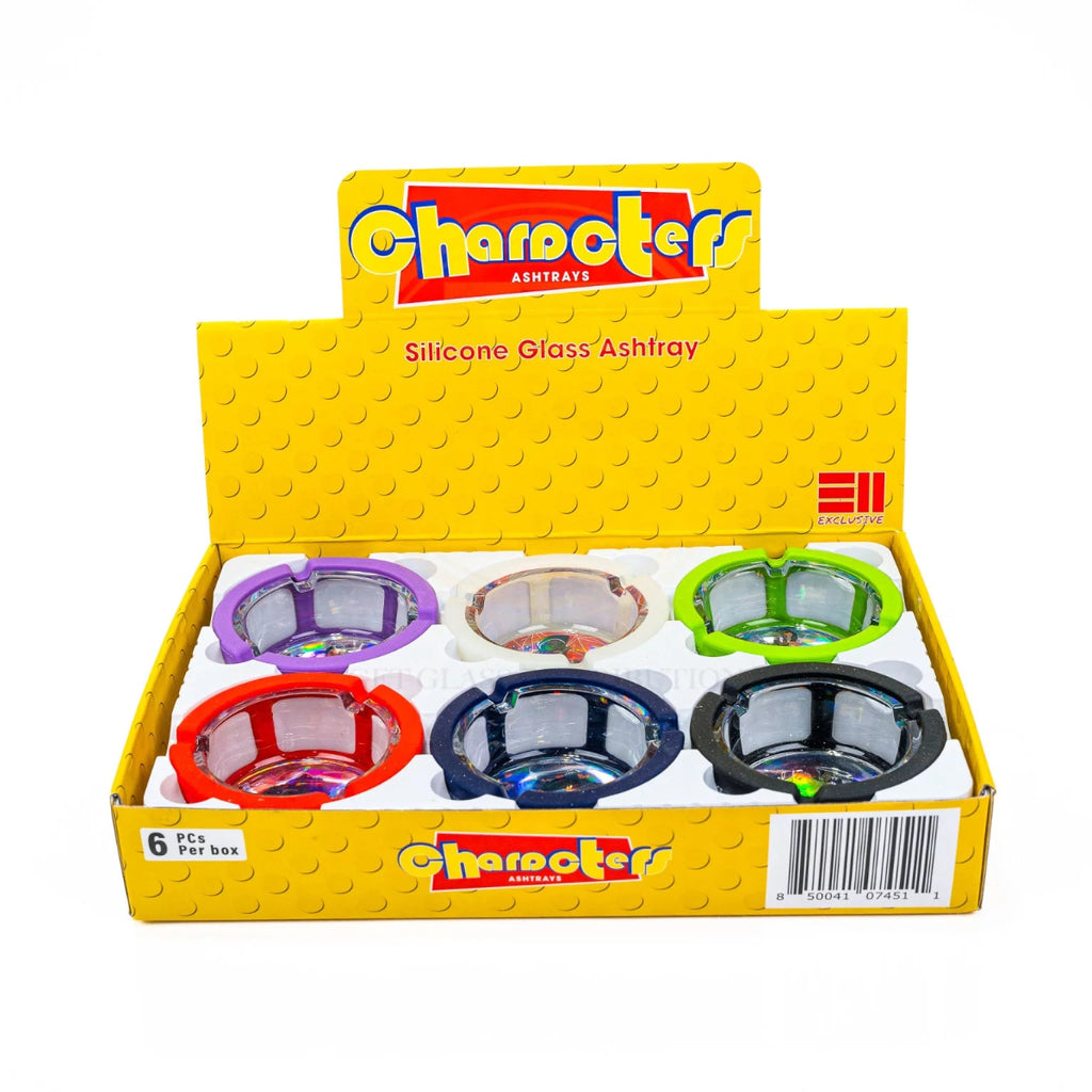 Colorful Silicone Glass Ashtrays with Fun Designs – 6 Ct Display