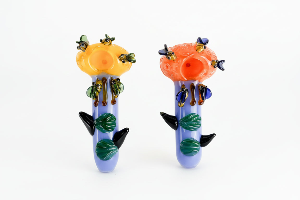 5 Inches Premium Honeycomb Bee Top Pipe - Hand Pipe | Assorted 2 Colors