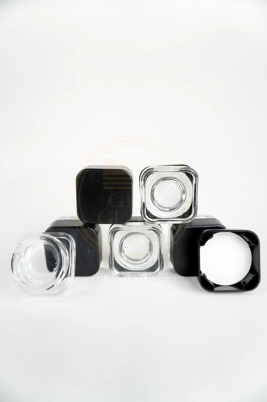 Clear Glass Dab Jars with Black Cap For Dab Extracts | Wax Concentrates | 12 pc/bag