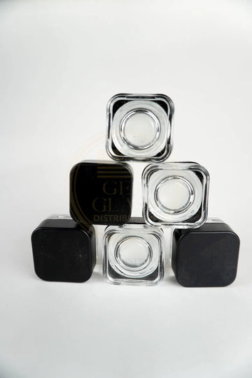 Clear Glass Dab Jars with Black Cap For Dab Extracts | Wax Concentrates | 12 pc/bag