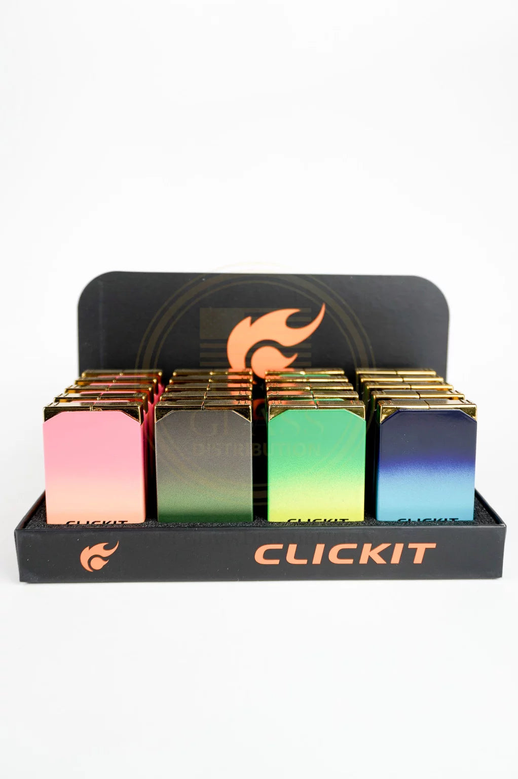 CLICKIT - Biscuit Shaped Single Flame Torch Lighter | 20 Units / Display | Display