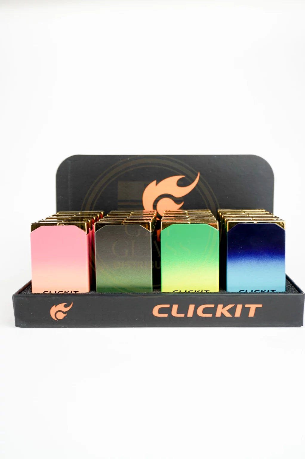CLICKIT - Biscuit Shaped Single Flame Torch Lighter | 20 Units / Display | Display