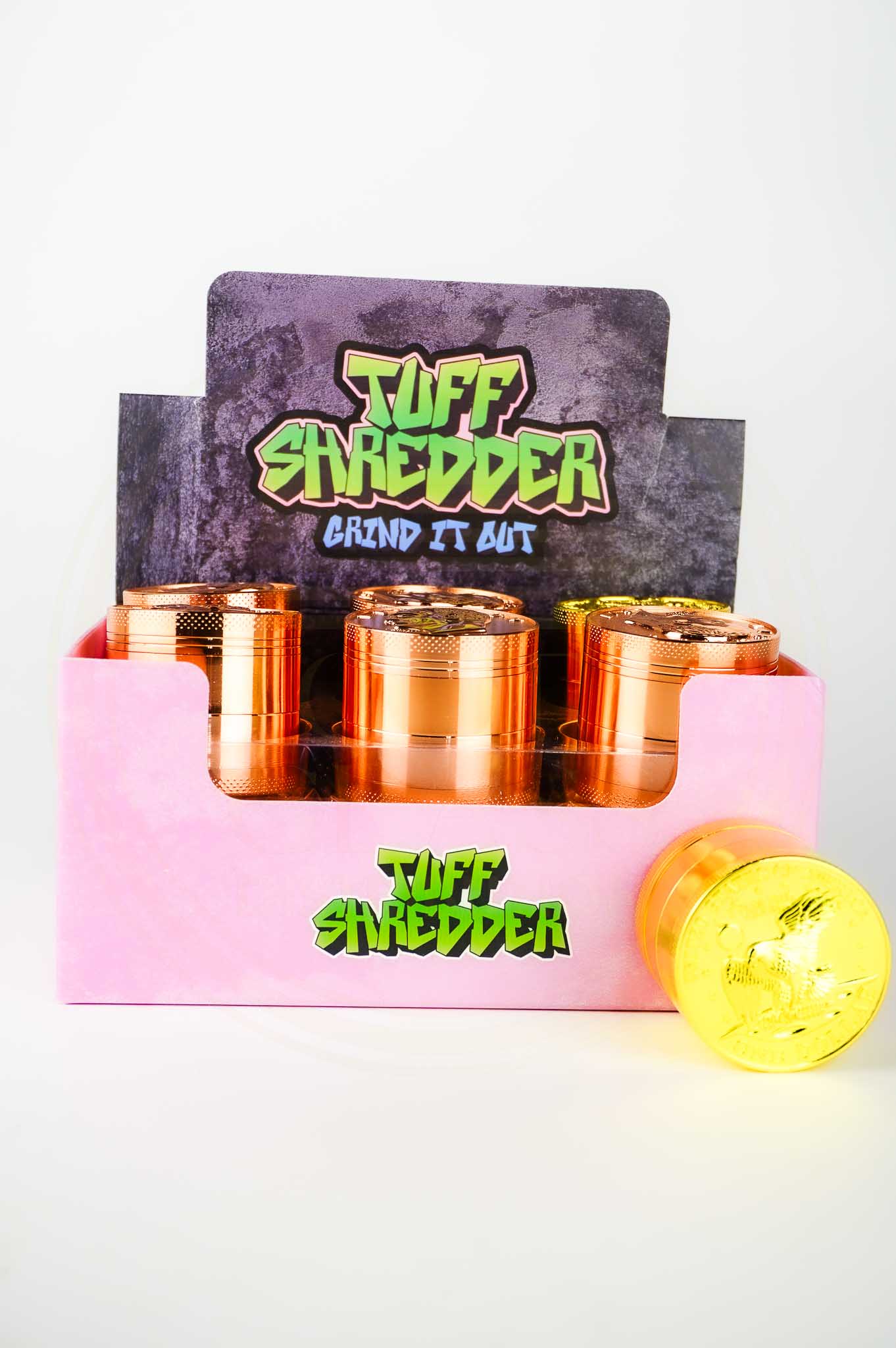 Tuff Shredder - 45MM 4 Piece Grinder with Liberty Logo with Ashtray | 12 Units / Box | Box Main image