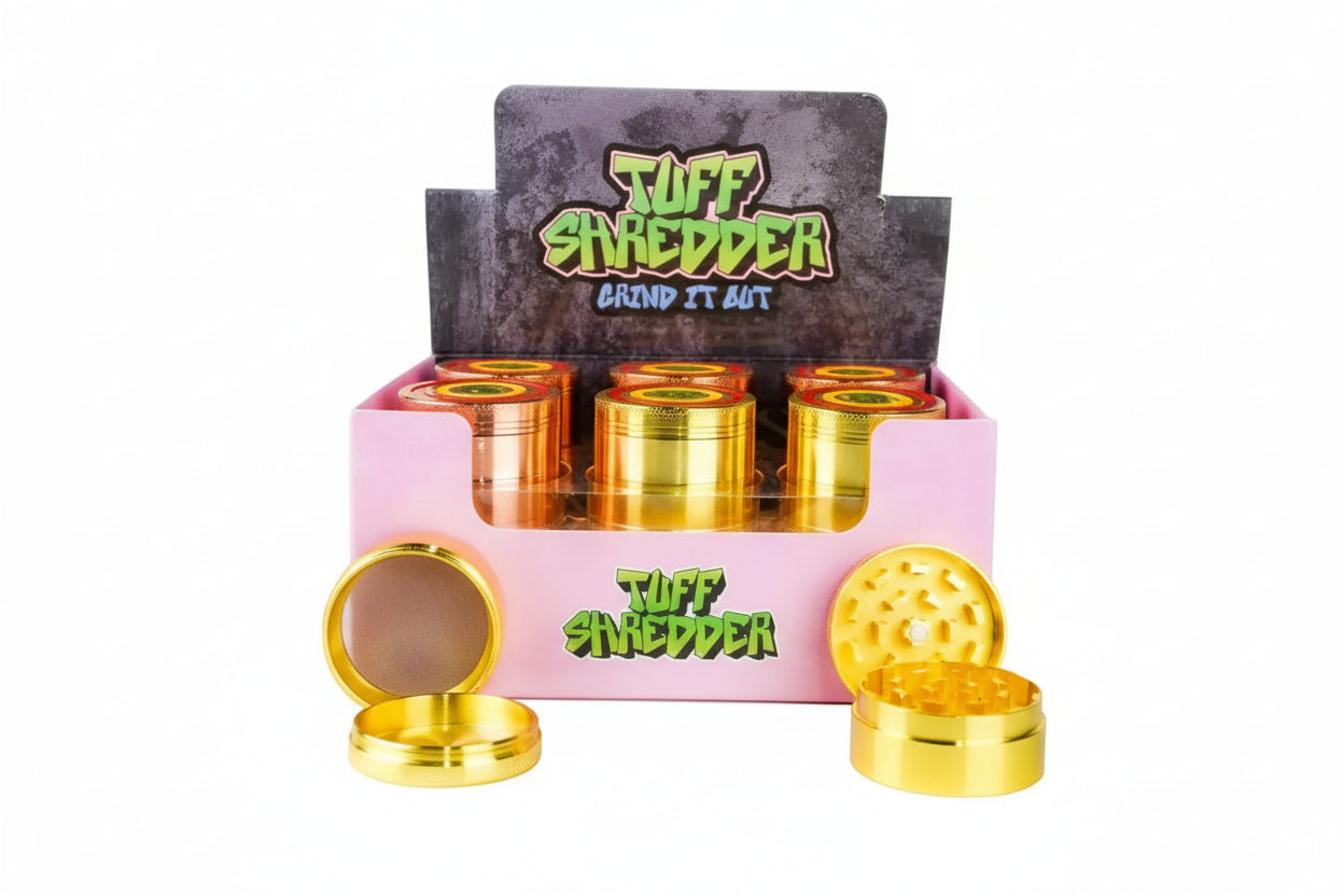 Tuff Shredder - 45MM 4 Piece Grinder with Ashtray | Gold & Copper Colors Main image