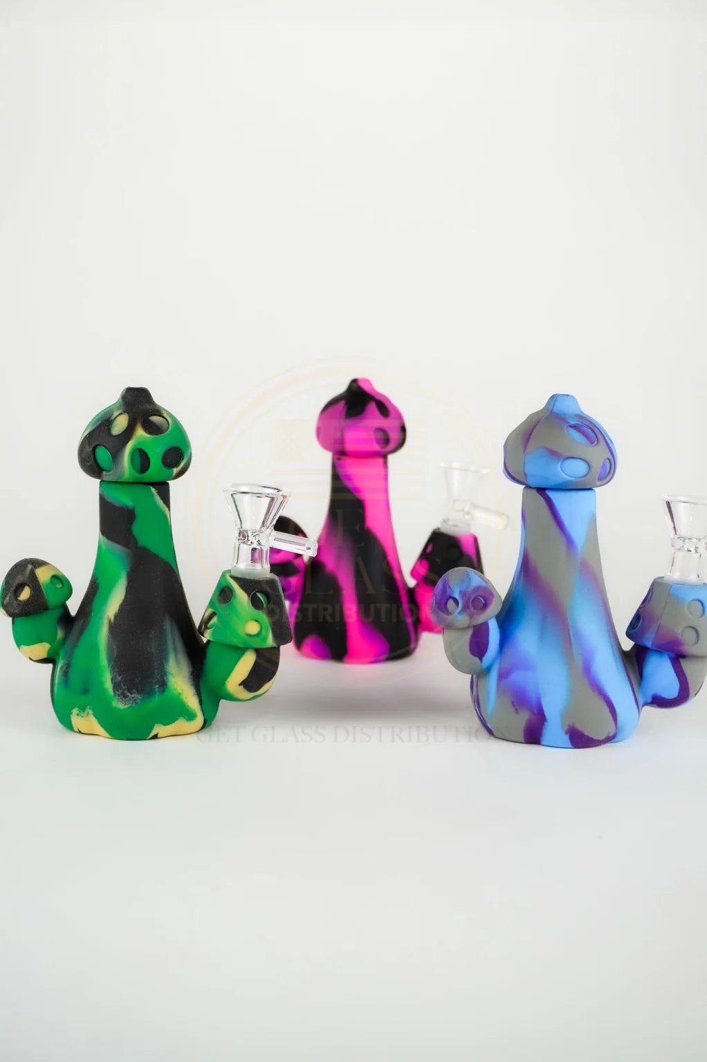 Silicone 5.5" Mushroom Bubbler with Glass Bowl Piece | Assorted 5 Colors