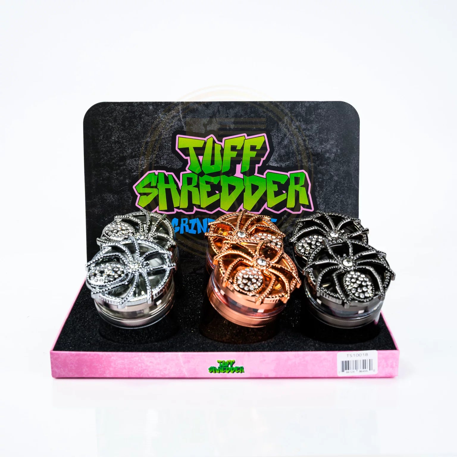 Tuff Shredder - 63MM Spider Top Curved Grinder With Ashtray | 6 Units / Box | Box Main image