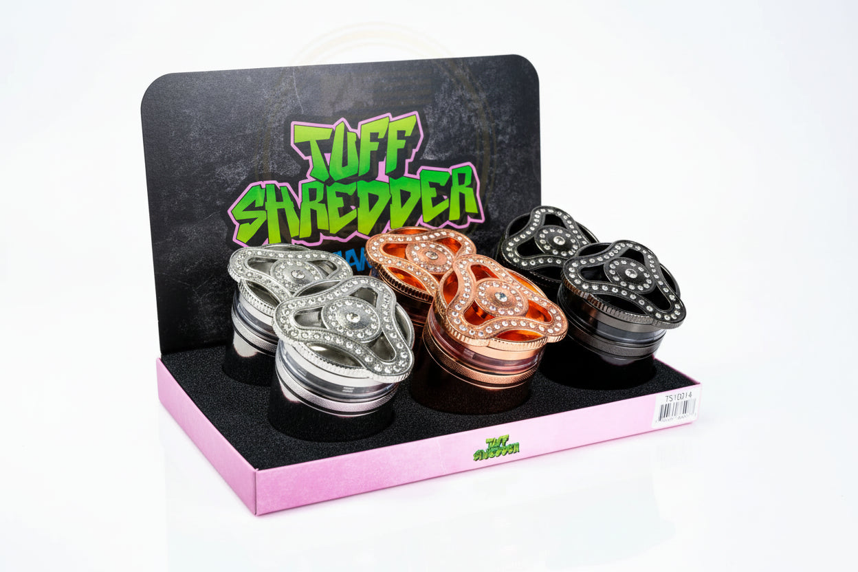 Tuff Shredder - 63MM Curved 4 Piece Metal Grinder with Beads | 6 Units / Box | Box Main image