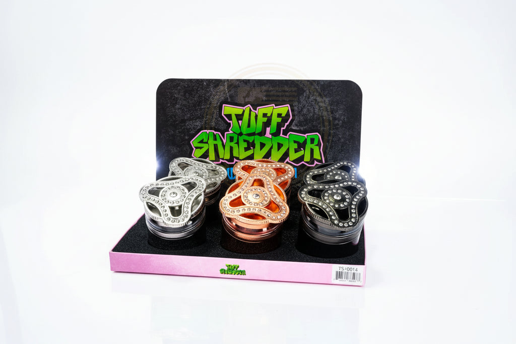 Tuff Shredder - 63MM Curved 4 Piece Metal Grinder with Beads | 6 Units / Box | Box
