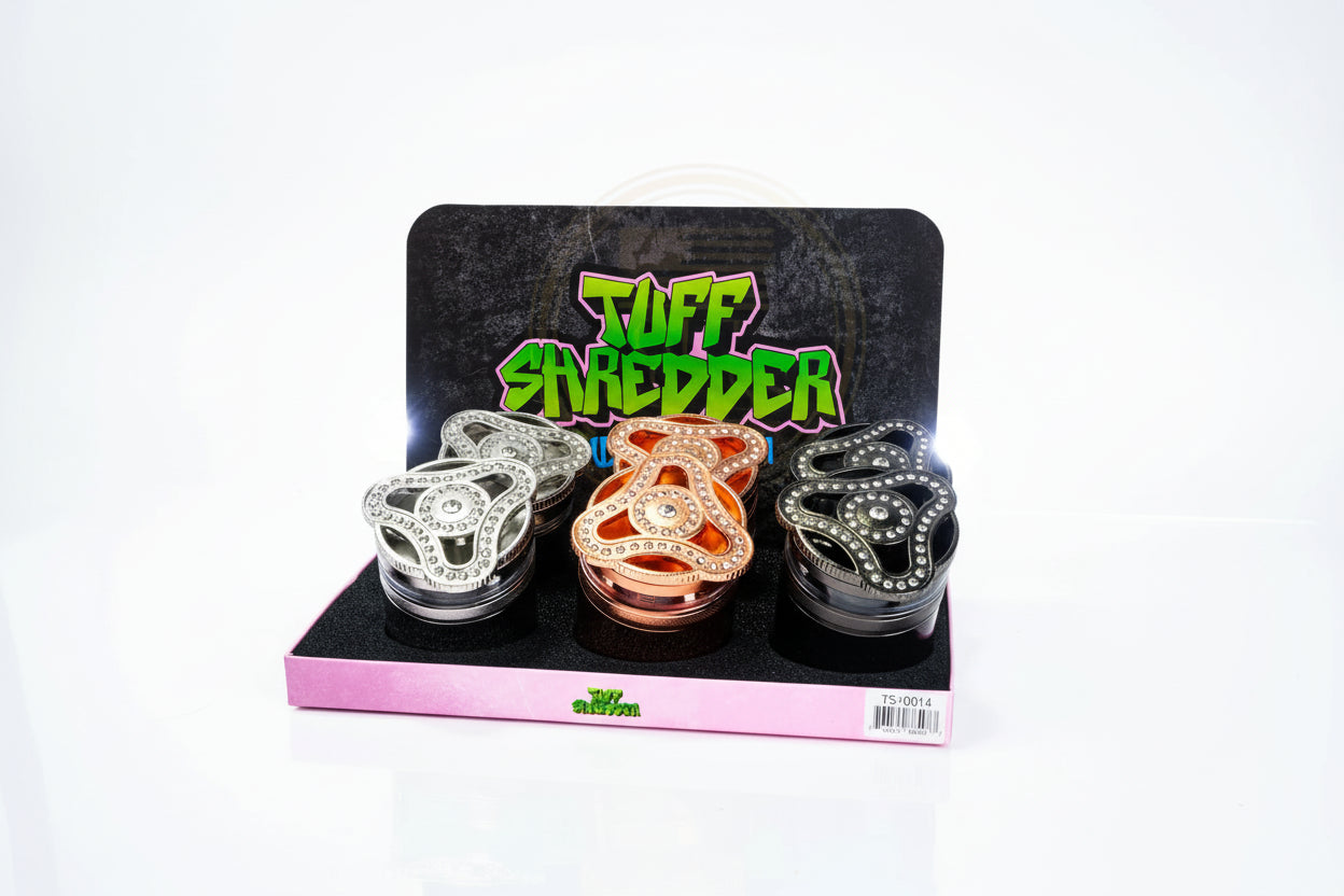 Tuff Shredder - 63MM Curved 4 Piece Metal Grinder with Beads | 6 Units / Box | Box