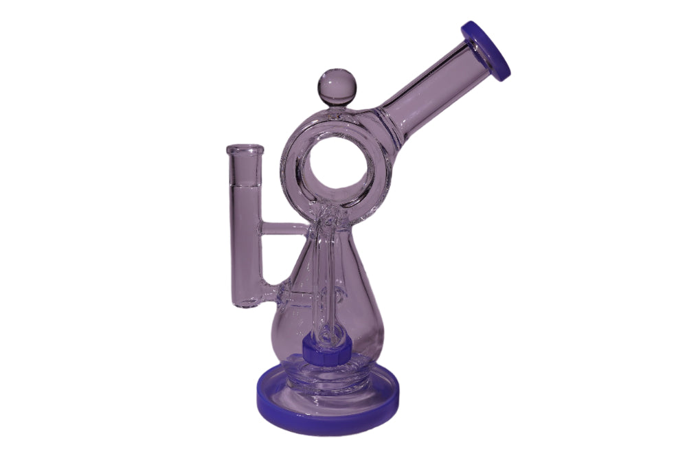 Donut Hole Recycler with Ball on Top | Unique Glass Water Pipe | Wholesale Distributor