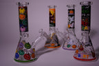 Wholesale Halloween Beaker Bong with Comic Prints | Thick Glass Water Pipe | 10" | 4 Colors | WP4503