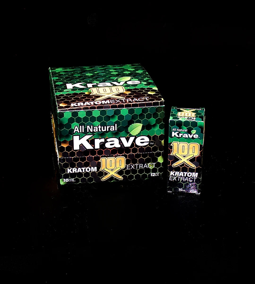 Krave 100X Kratom Liquid Extract Shot |10ml per Shot | 12 Bottles Per Display