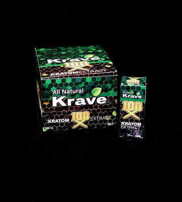 Krave 100X Kratom Liquid Extract Shot |10ml per Shot | 12 Bottles Per Display