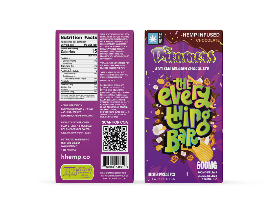 Day Dreamers Artisan Belgian - Chocolate Bar | 600MG | Blister Pack 6 pcs | 10 Pack/Box