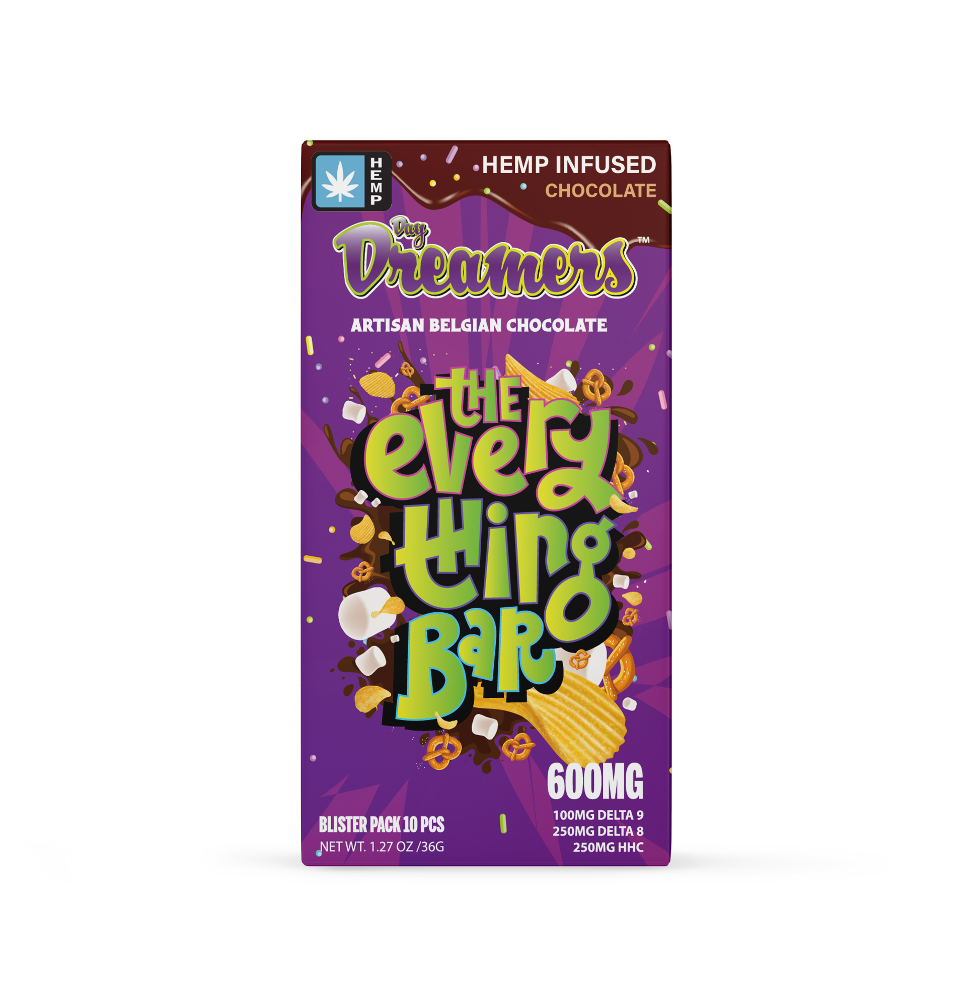 Day Dreamers Artisan Belgian - Chocolate Bar | 600MG | Blister Pack 6 pcs | 10 Pack/Box