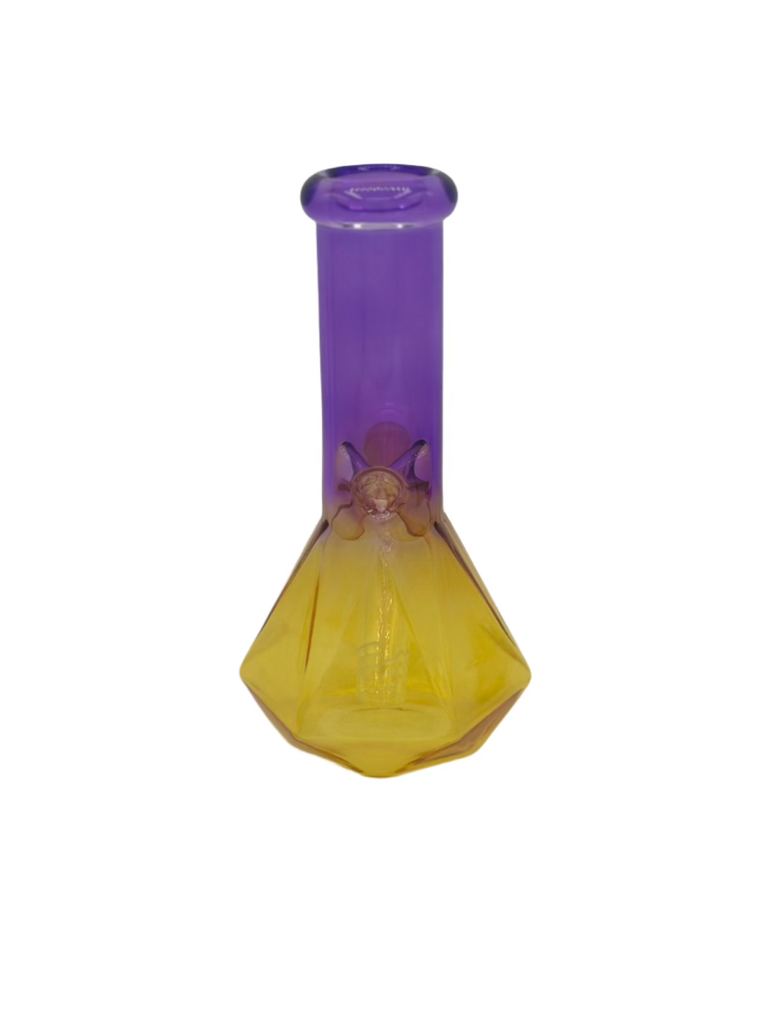 Tri-color frosted diamond cut beaker bong with downstem and bowl