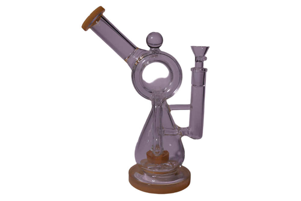 Donut Hole Recycler with Ball on Top | Unique Glass Water Pipe | Wholesale Distributor