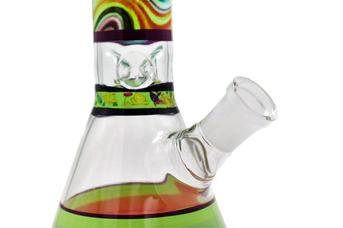 Floral Print Glass Beaker Bong 
