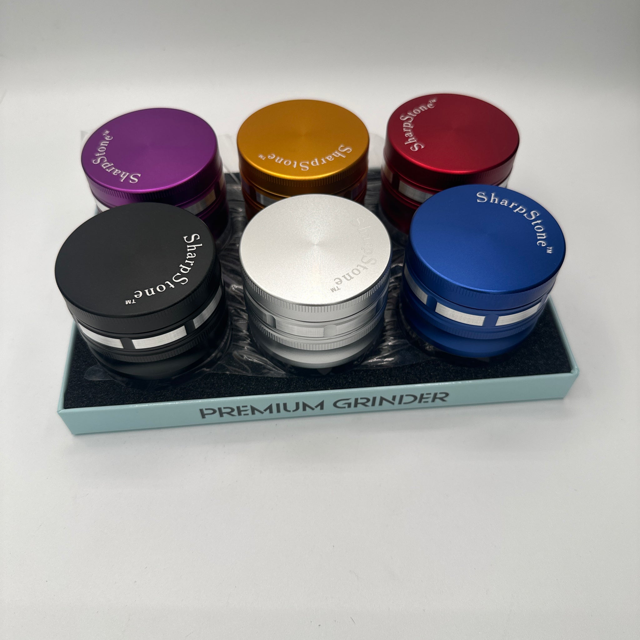 Premium Elegant - 63 MM 4 Piece Grinder With Ashtray | 6 Ct/Box | Assorted Colors